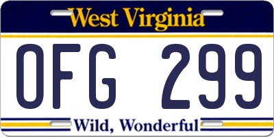WV license plate OFG299
