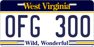 WV license plate OFG300