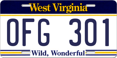 WV license plate OFG301