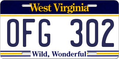 WV license plate OFG302