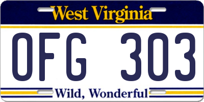 WV license plate OFG303