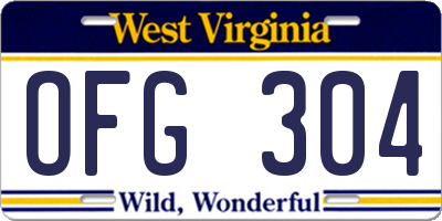 WV license plate OFG304