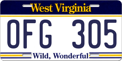 WV license plate OFG305
