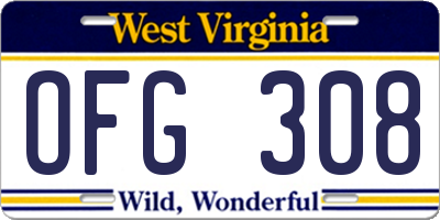 WV license plate OFG308