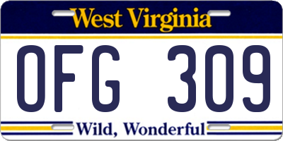 WV license plate OFG309