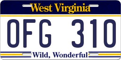 WV license plate OFG310