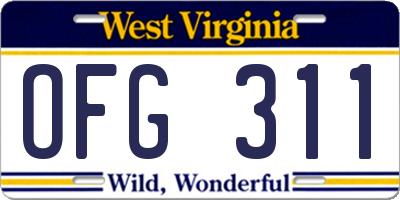 WV license plate OFG311