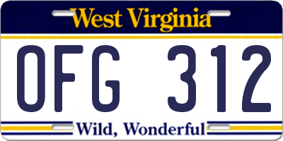 WV license plate OFG312