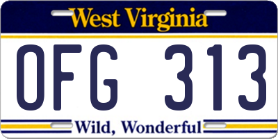 WV license plate OFG313