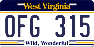 WV license plate OFG315