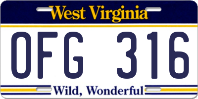 WV license plate OFG316