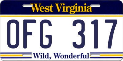 WV license plate OFG317