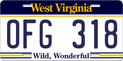 WV license plate OFG318