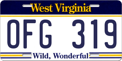 WV license plate OFG319