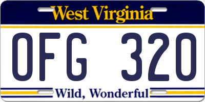 WV license plate OFG320