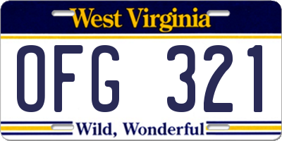 WV license plate OFG321