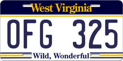 WV license plate OFG325