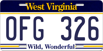 WV license plate OFG326