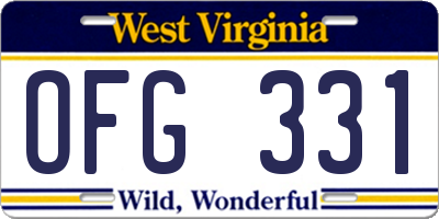 WV license plate OFG331