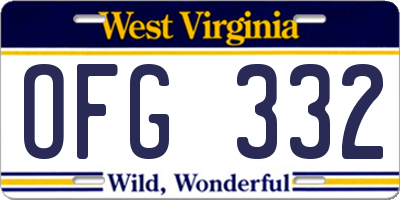 WV license plate OFG332