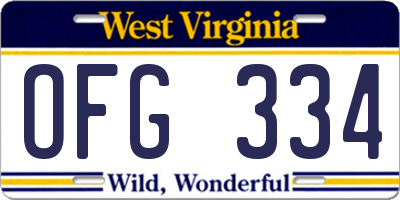 WV license plate OFG334