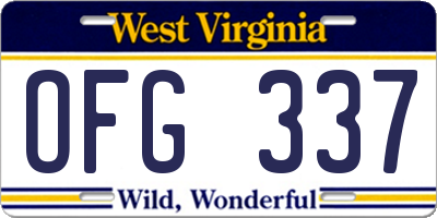WV license plate OFG337