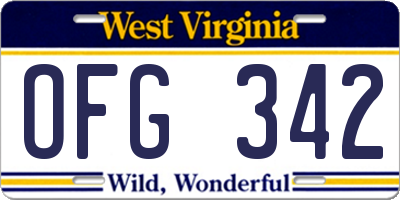 WV license plate OFG342