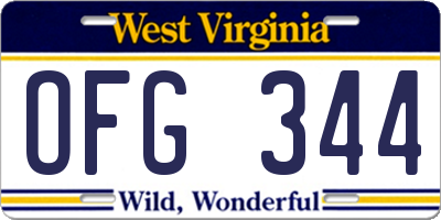 WV license plate OFG344