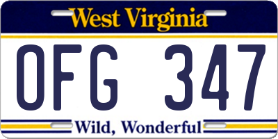 WV license plate OFG347