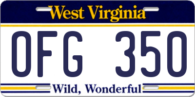 WV license plate OFG350