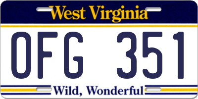 WV license plate OFG351