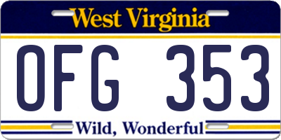 WV license plate OFG353