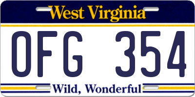 WV license plate OFG354