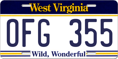 WV license plate OFG355