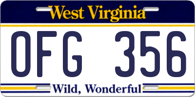 WV license plate OFG356