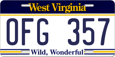 WV license plate OFG357