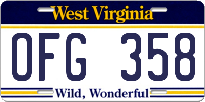 WV license plate OFG358
