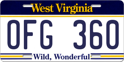 WV license plate OFG360