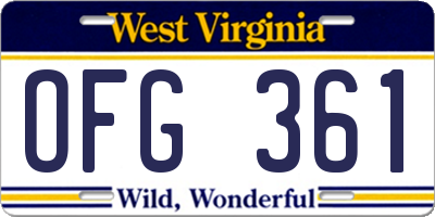 WV license plate OFG361