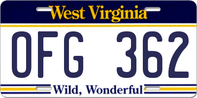 WV license plate OFG362