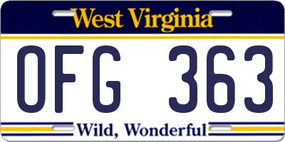 WV license plate OFG363
