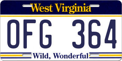 WV license plate OFG364