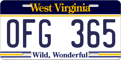 WV license plate OFG365