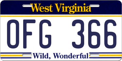 WV license plate OFG366
