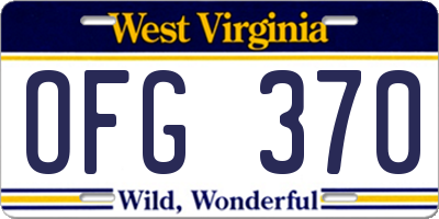 WV license plate OFG370