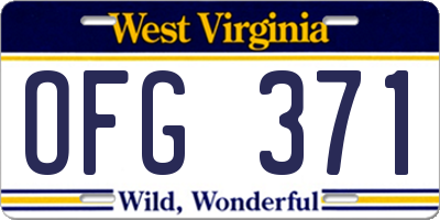 WV license plate OFG371