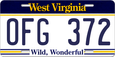 WV license plate OFG372