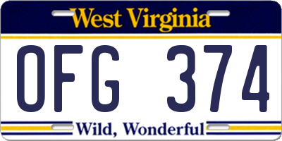 WV license plate OFG374