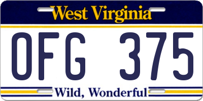WV license plate OFG375