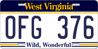 WV license plate OFG376